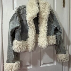 Faux Fur Trim Denim Jacket
